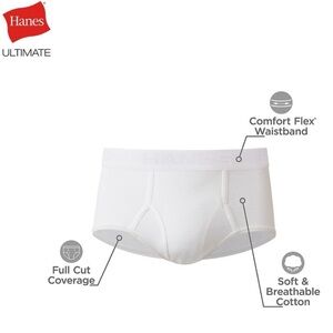 HANES Men’s 7-Pack Ultimate Moisture-Wicking Full Cut White Brief Underwear